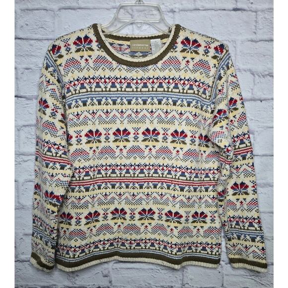 Vintage Liz Claiborne cottagecore knit crew holiday pullover sweater Medium. - Picture 1 of 9